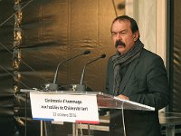 Philippe Martinez (CGT) en allocution. Photo : 20161023 CeremonieChateaubriant 19097 © Photo Patrice MOREL 0624933210 image-in@patcatnats.fr